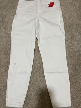 Spanx White Distressed Skinny Jeans Size XL.